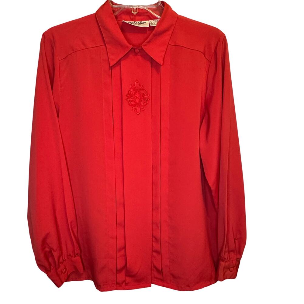 Yves St. Clair Red Coral Blouse size 10 Vintage